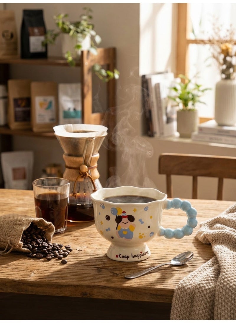 Warwick Kawaii Ceramic Coffee Mug with Unique Bubble Handle - Cute Puppy Design Tea Cup for Ladies, High-Quality Footed Pedestal Mug for Afternoon Tea, Office & Home Decor - Ideal Birthday or Ramadan Gift for Women & Girls - Image 2